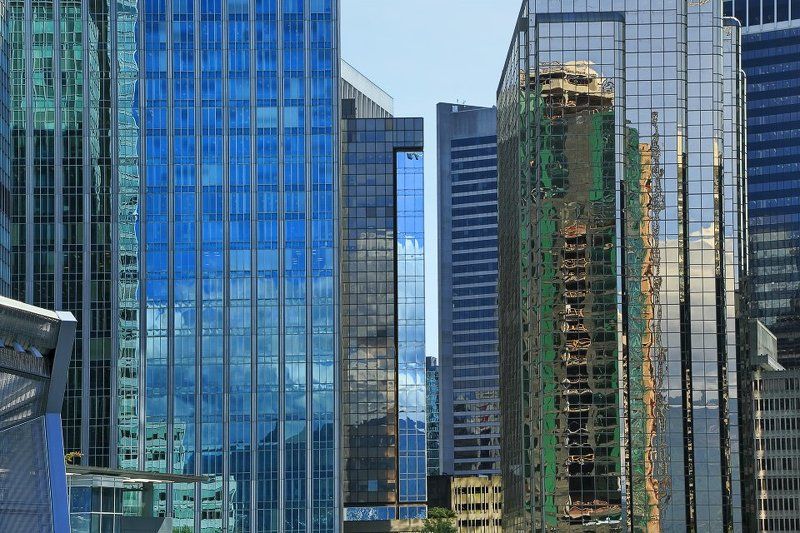 отражение, цвет, окна, город, ванкувер Ванкувер в отражениях Даунтауна фото превью