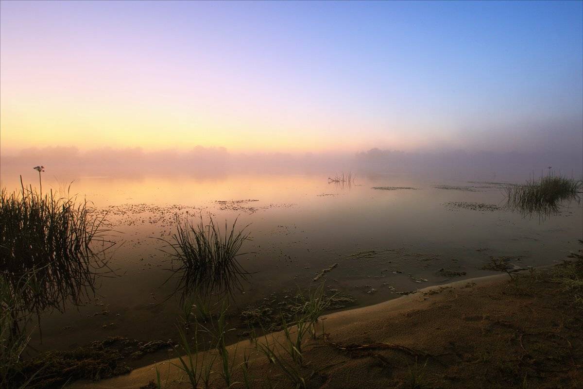 рассвет, туман, река, Сергей