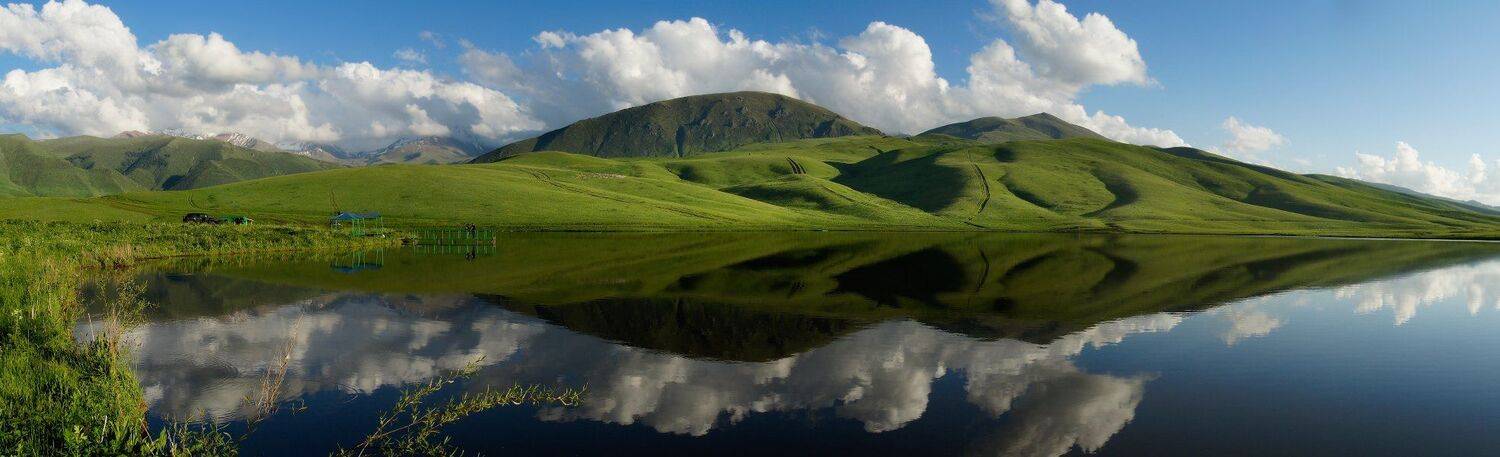 ушконыр, озеро, холмы, лето, облака, отражение, Ольга Кулакова