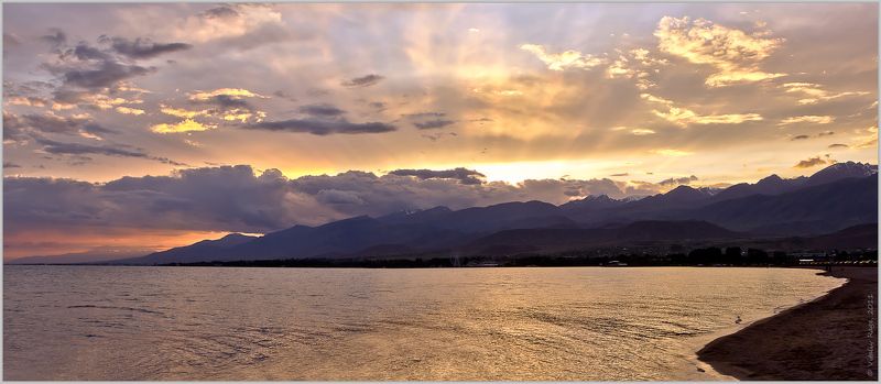 горы, киргизия, иссык-куль, озеро, вечер, закат, свобода My way out фото превью