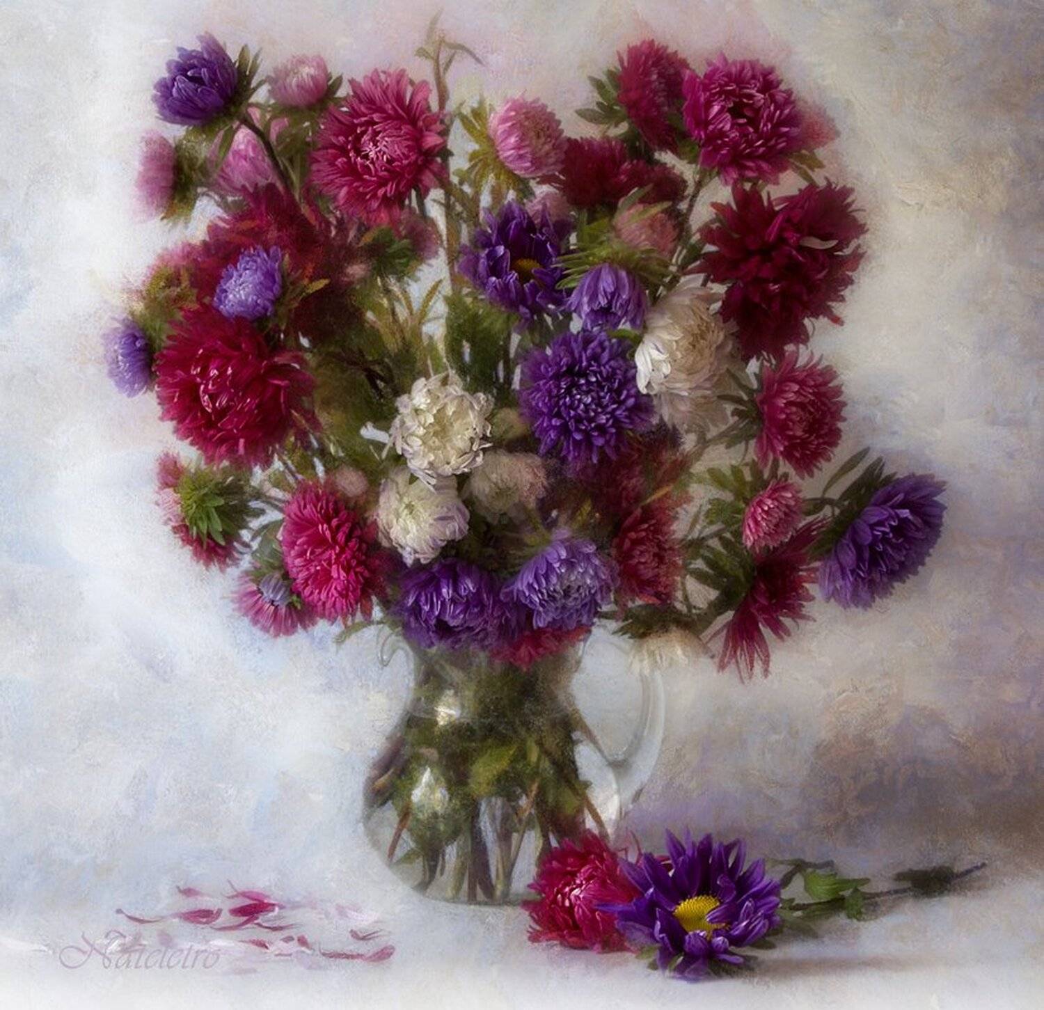 натюрморт, астра, букет, лепестки, Наталья Кузнецова (Nateletro)