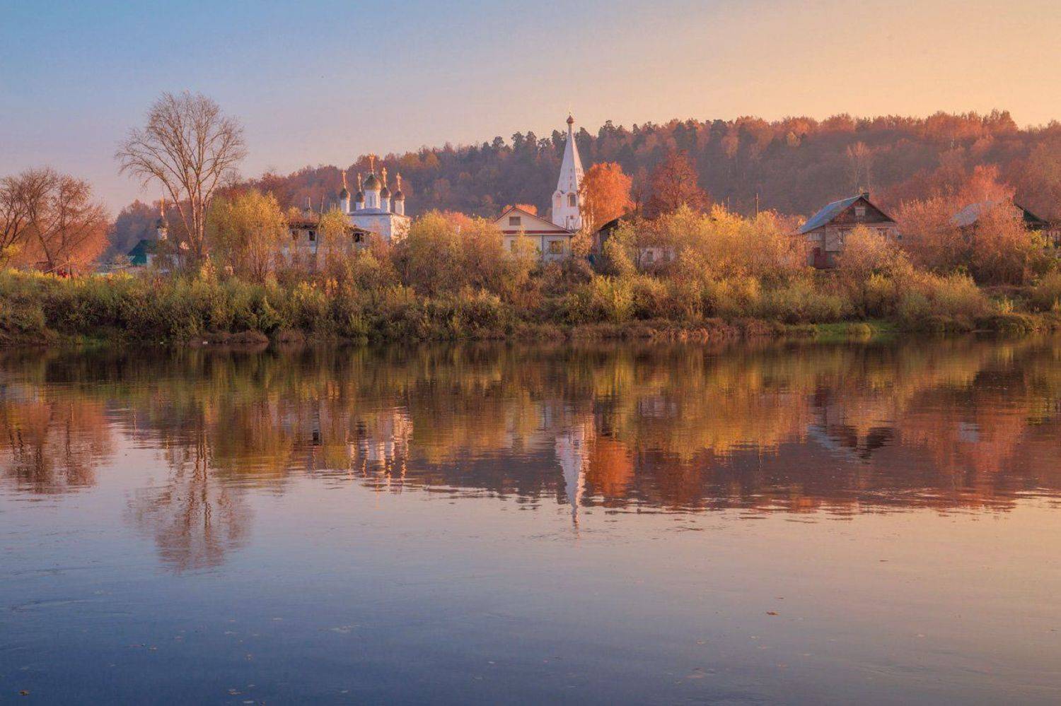 гороховец, осень, река, клязьма, вечер, храм, Виктор Климкин