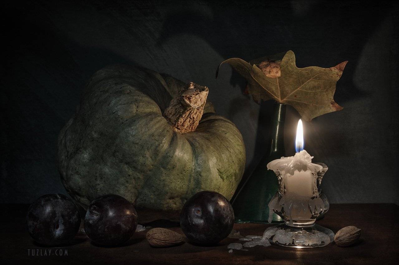 тыква, свеча, сливы, Владимир Тузлай
