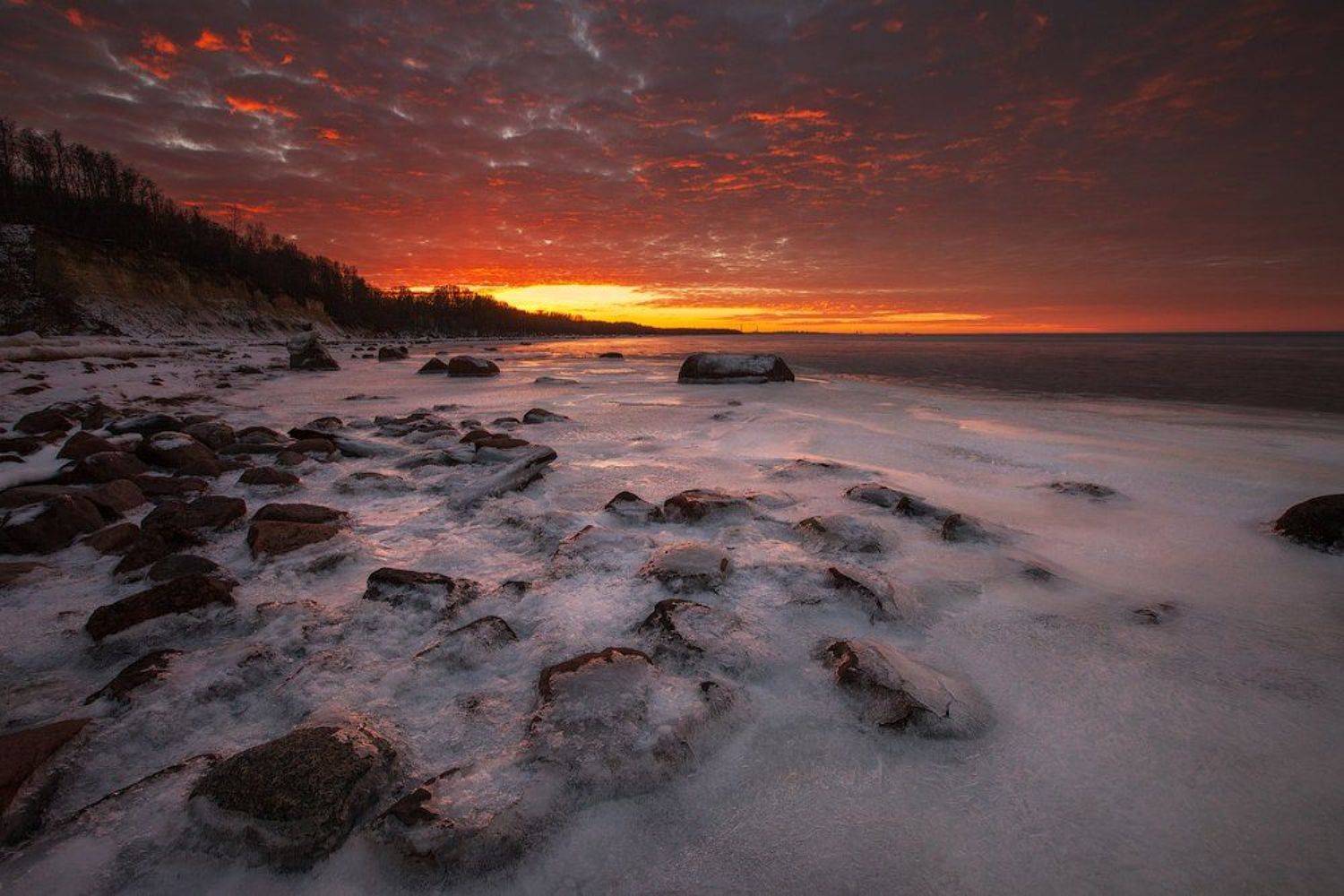 закат, зима, небо, пейзаж, Aleksandr Kljuchenkow