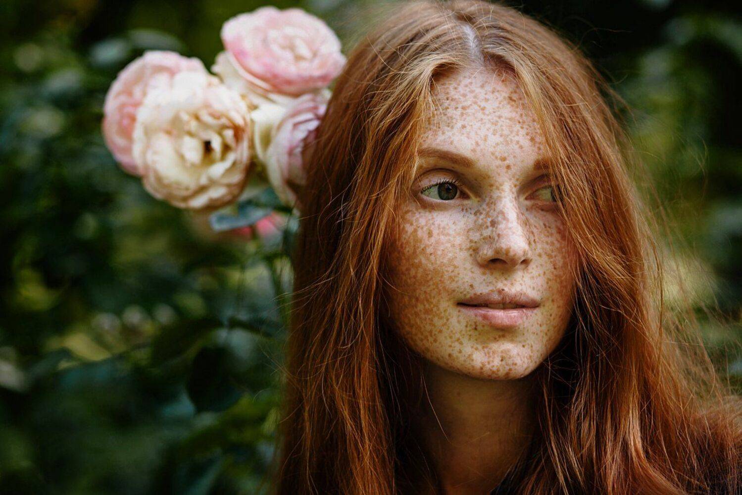 портрет рыжая веснушки девушка боке, Marie Dashkova