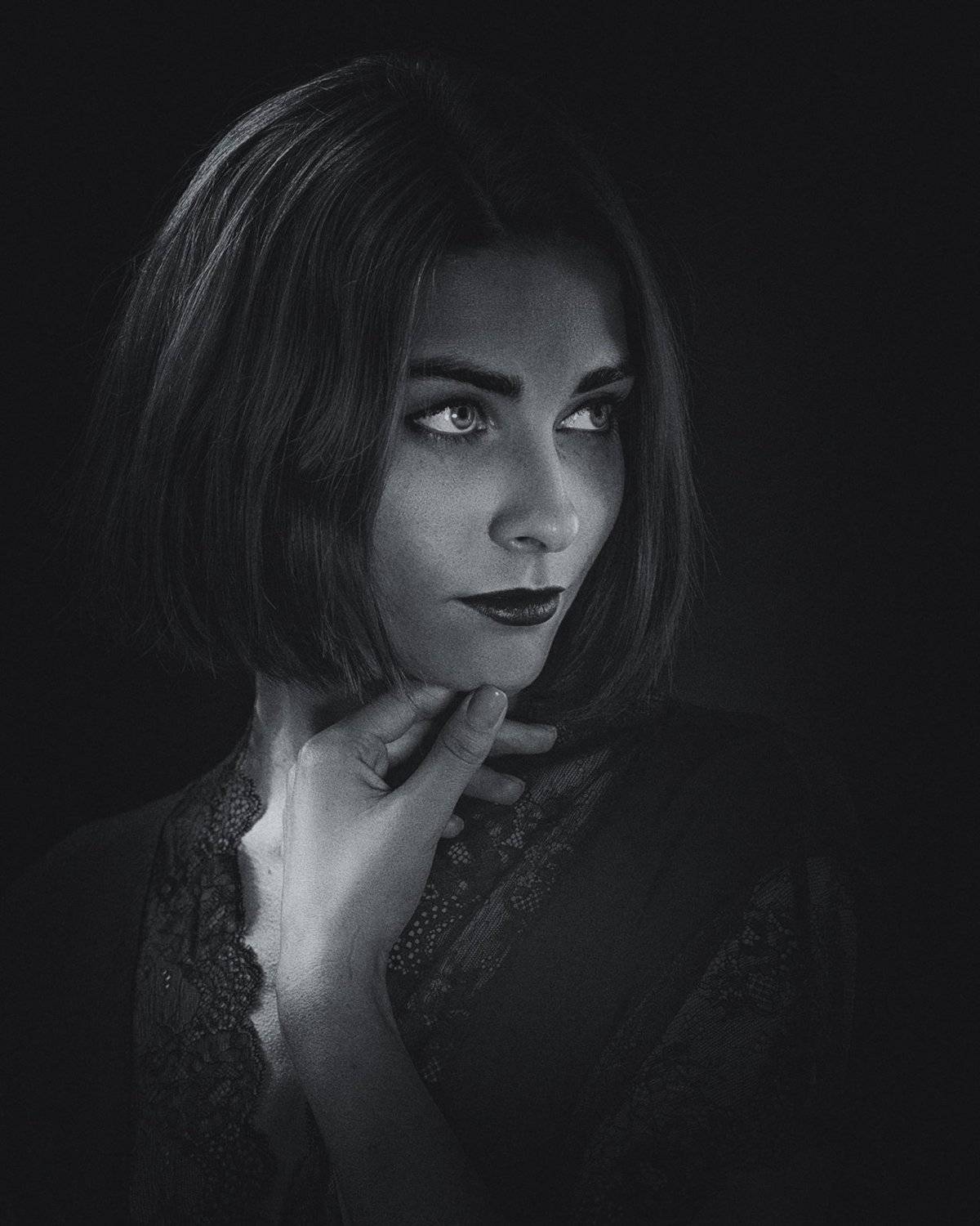 девушка, портрет, портрет девушки, женщина, черно-белое, женский портрет, нуар, стиль, black and white, woman, girl, female, portrait, style, adult, retro, beauty, noir, Дмитрий Толоконов