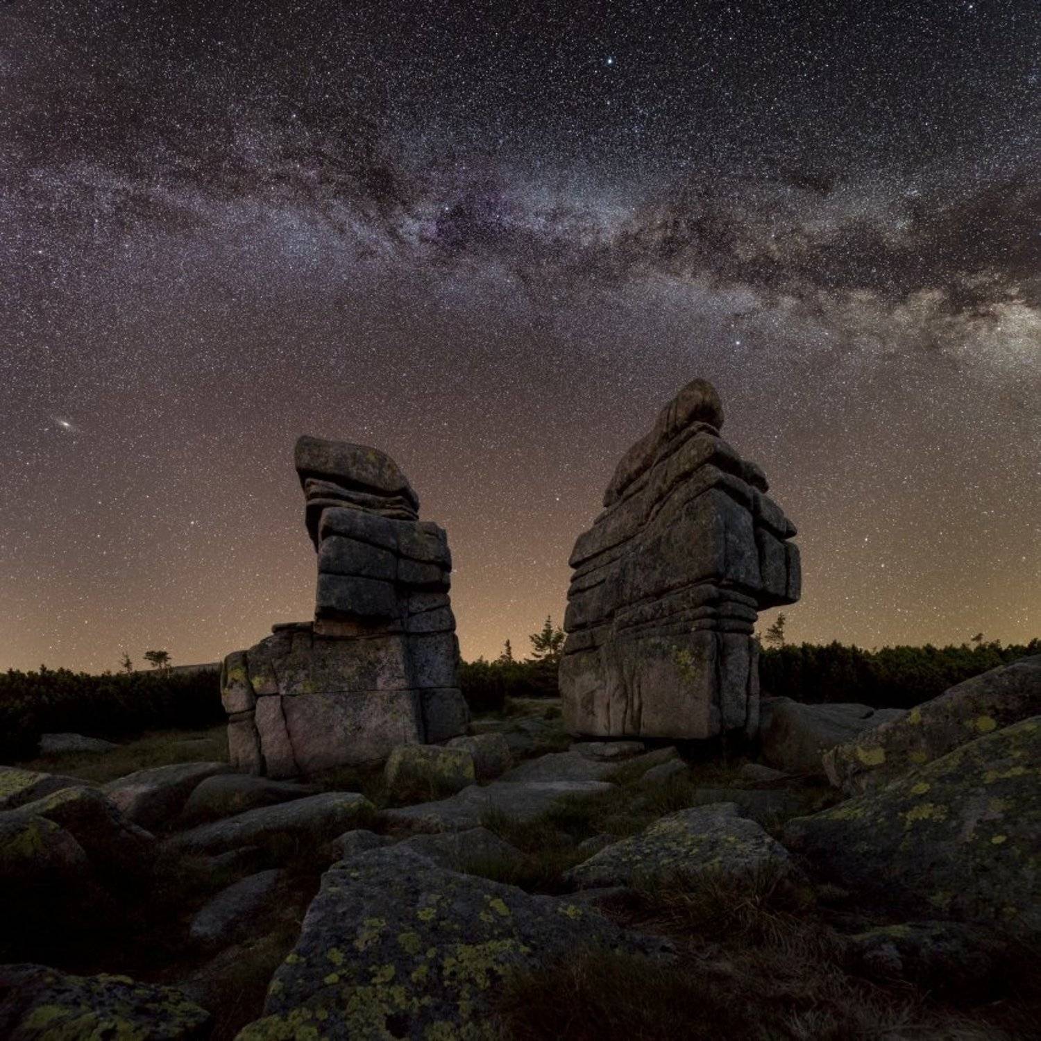 stars, milkyway, galaxy, moai, stars, Jakub M&uuml;ller