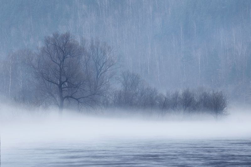 туман, река, урал, пейзаж, ай, башкирия Лунная река, туманные берега фото превью