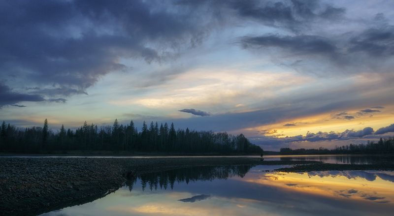 осень,вечер,река,облака,закат,силуэт,autumn, evening, river, clouds, sunset, silhouette Неопределенность... фото превью
