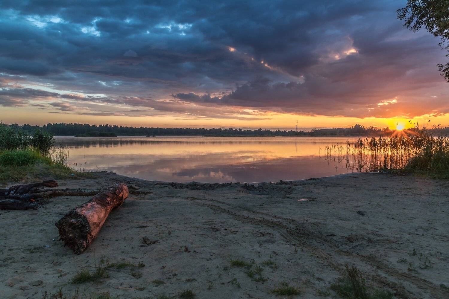 утро, озеро, облака, солнце, Евгений Патрешов