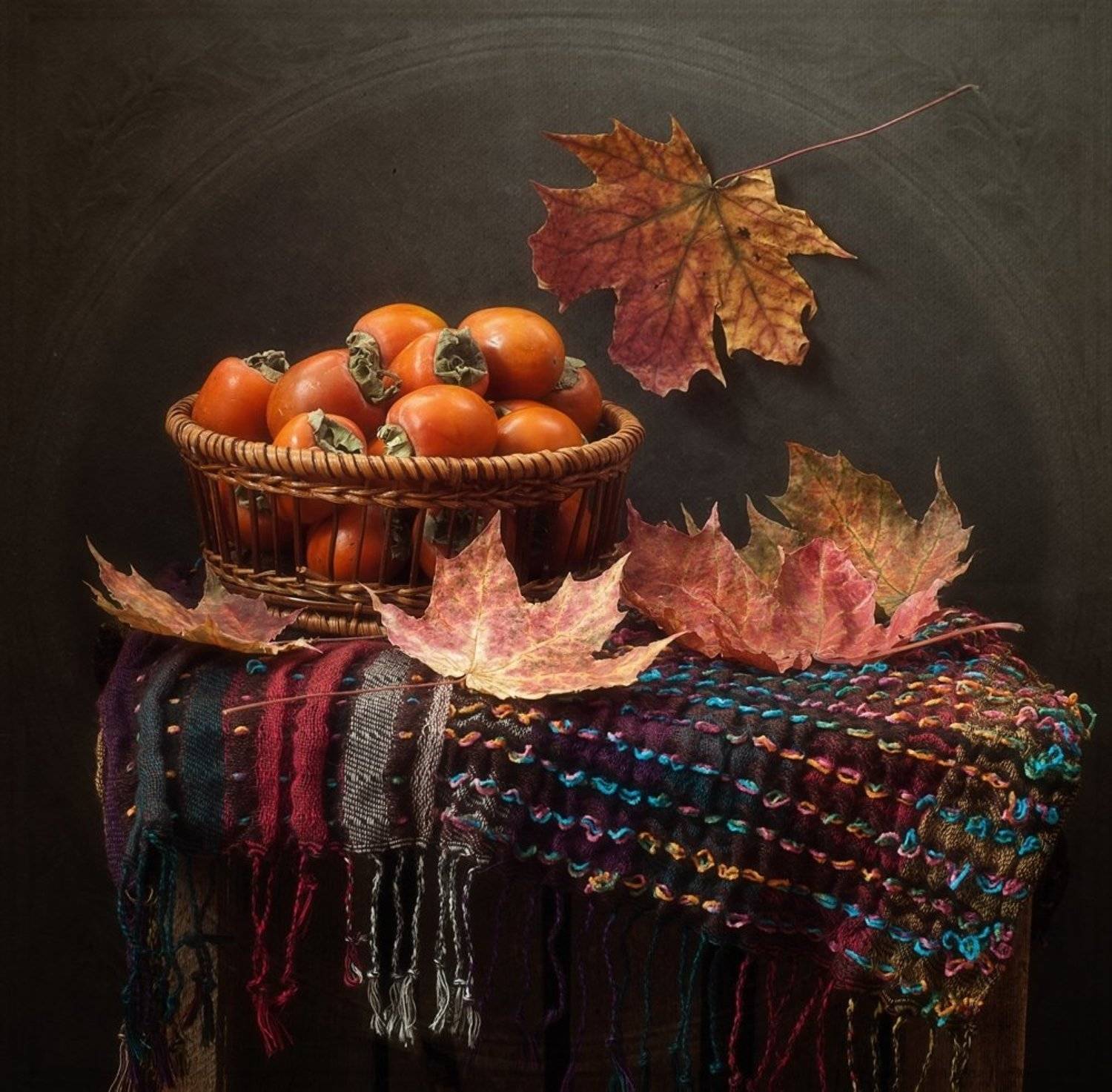 натюрморт,осень,хурма,листья, Наталия К