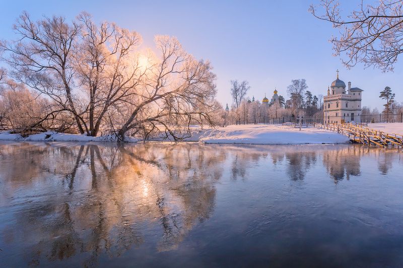 зима, утро, река, истра, солнце Утреннее солнце фото превью