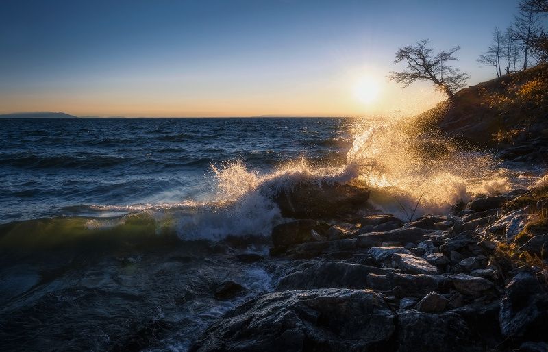 байкал, осень, прибой.. Байкальский прибой... фото превью