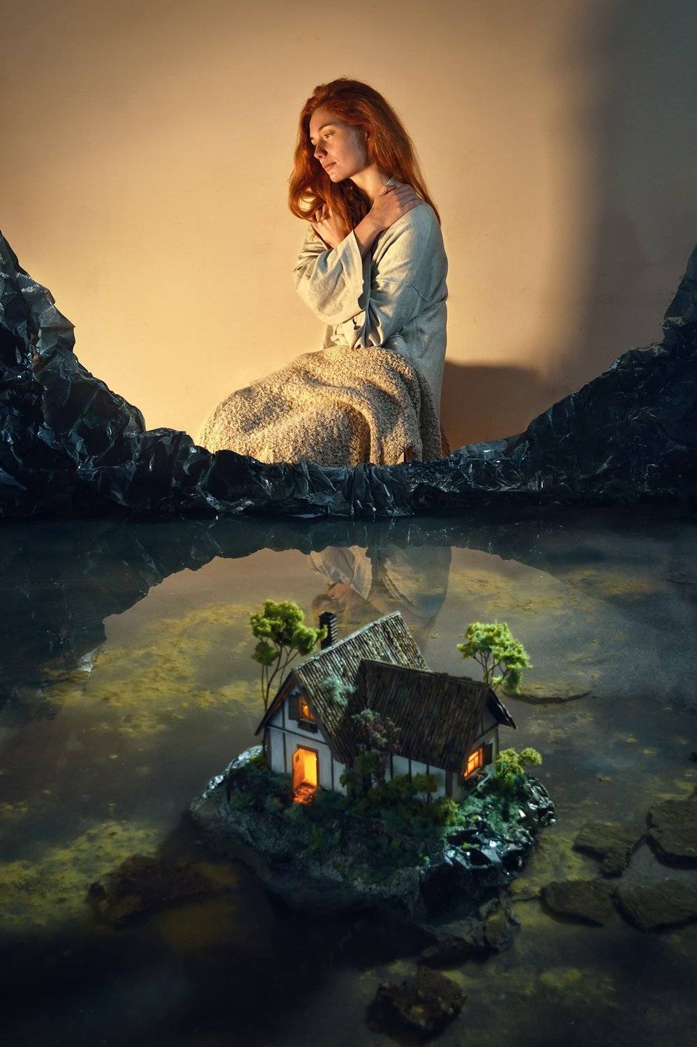 фотография,постановочная,дом,пейзаж,диорама,девушка,рыжая,смысл,мечты,надежда,свет,уют,тепло,парышков,d810, Парышков Сергей