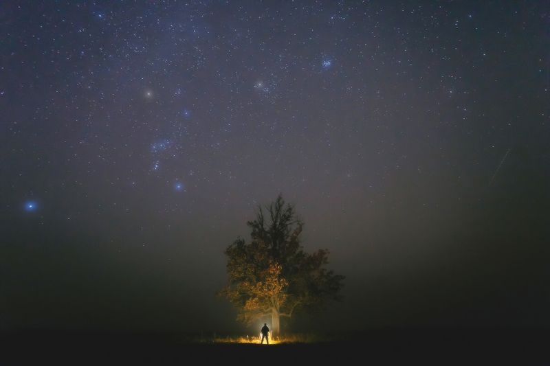 ночь,звезды,туман,орион,плеяды Туманная ночь октября фото превью