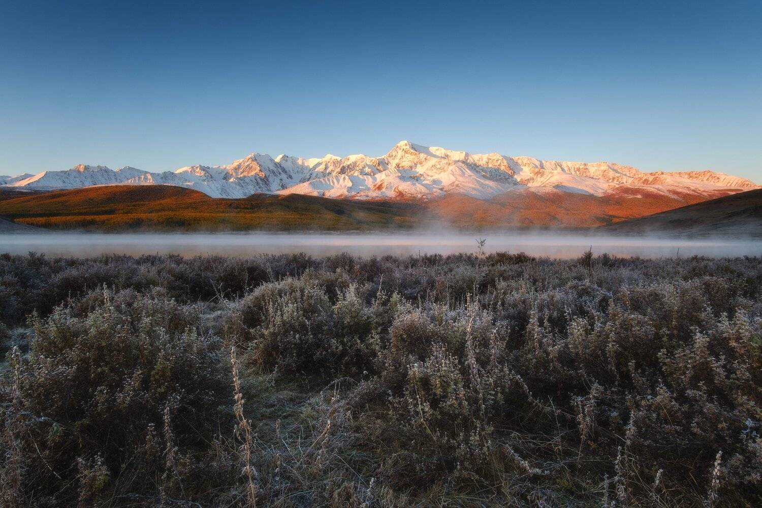 россия, алтай, республика алтай, сибирь, осень, природа, пейзаж, горы, хребет, озеро, рассвет, утро, отражение, джангысколь, ештык кель, Оборотов Алексей