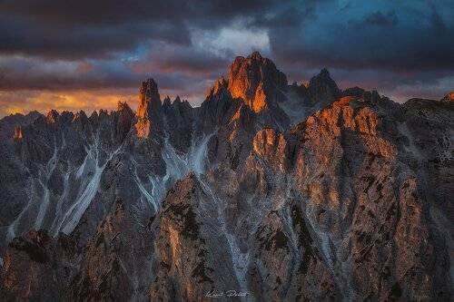 Peaks on fire