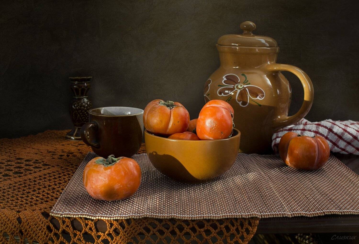 натюрморт,хурма,кувшин,солнце свет, Инаида