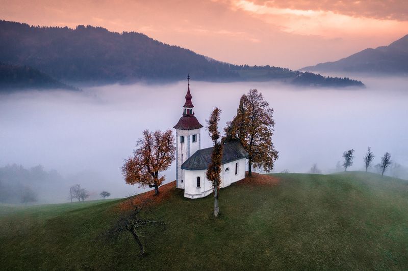 slovenia, словения, туман, утро, dji, phantom В объятиях тумана. фото превью