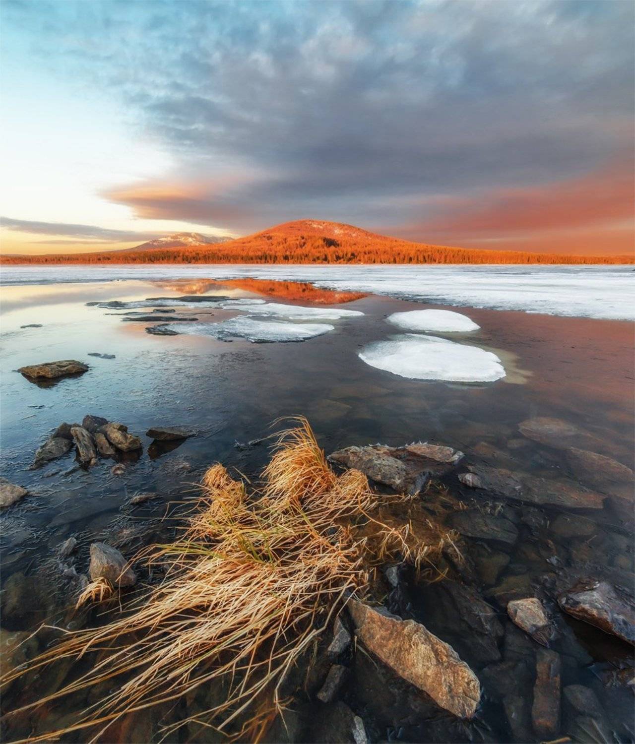 природа, пейзаж, урал, зюраткуль, озеро, весна, лед, утро, восход, рассвет, Альберт Беляев