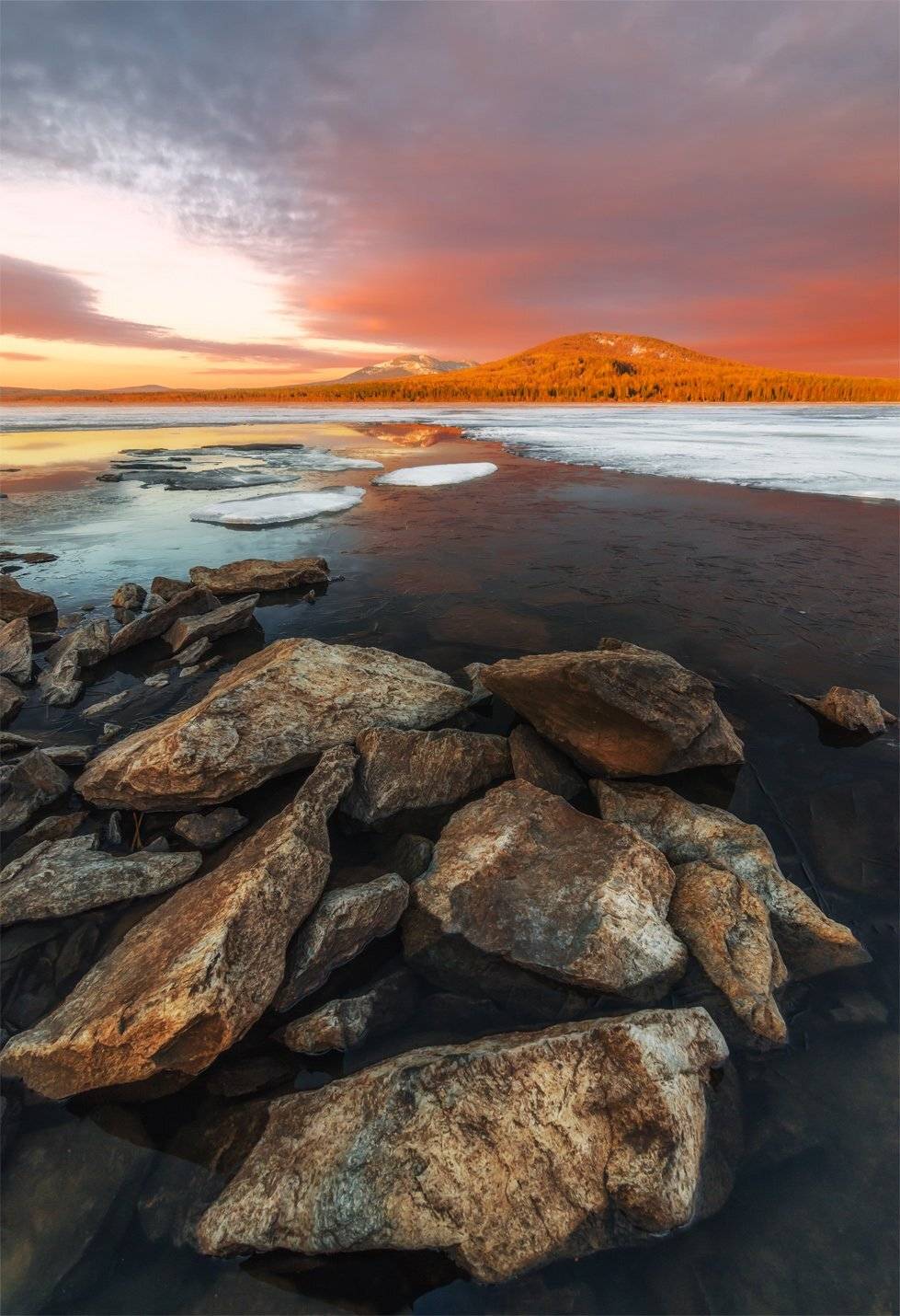 природа, пейзаж, урал, зюраткуль, озеро, весна, лед, утро, восход, рассвет, Альберт Беляев