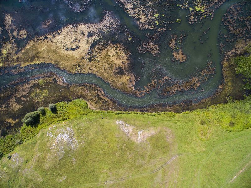 aerial, drone, abstract, river Space фото превью