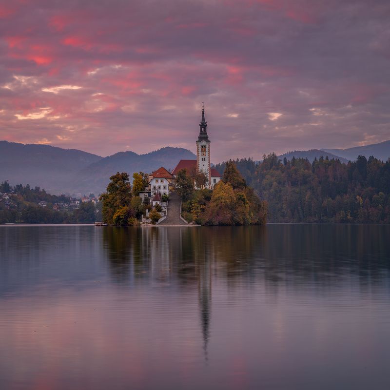 slovenia, словения, блед, bled, autumn, осень Sunset in Bled. фото превью