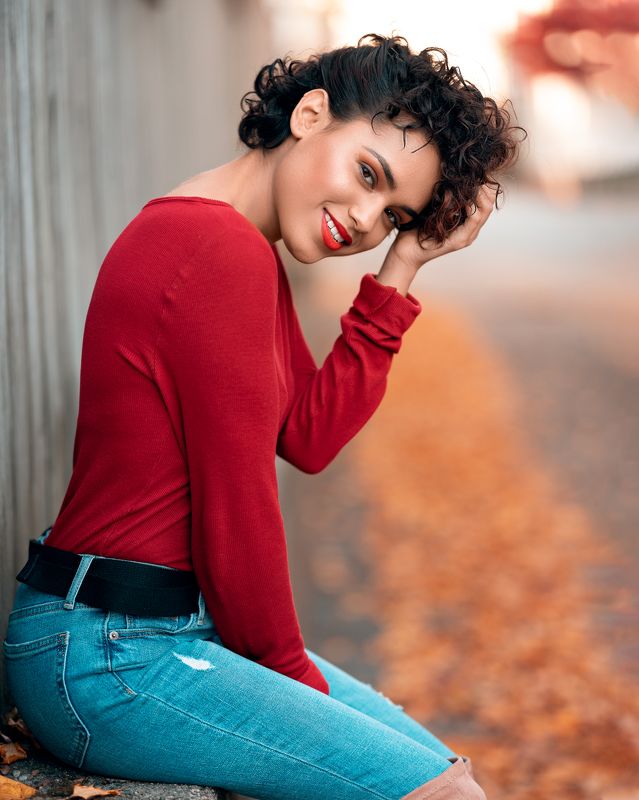 girl, beautiful, model, autumn, street, young, woman Michelle фото превью