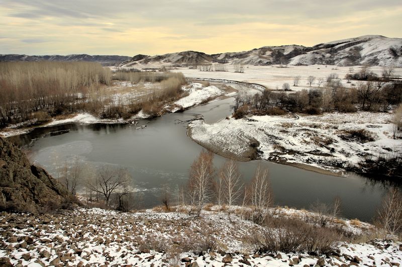 пейзаж, река, снег,горы,деревья, небо,сакмара, оренбуржье,олег_грачёв,landscape,oleg_grachev,canon,canonlens, Предзимье. Река Сакмара. фото превью