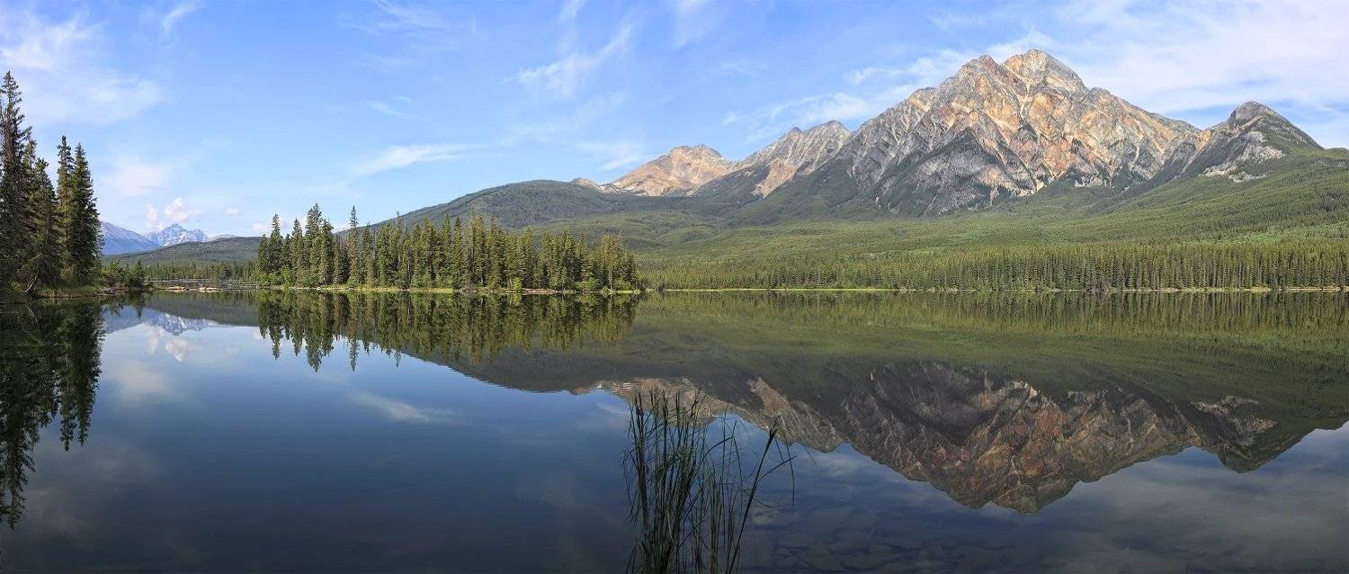 озеро, горы, отражения, лес, канада, альберта, Наталия Протасова