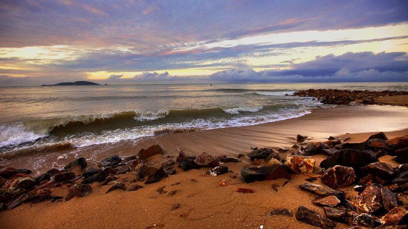 китай, море, восход, берег, волны, Шторм Off фото превью