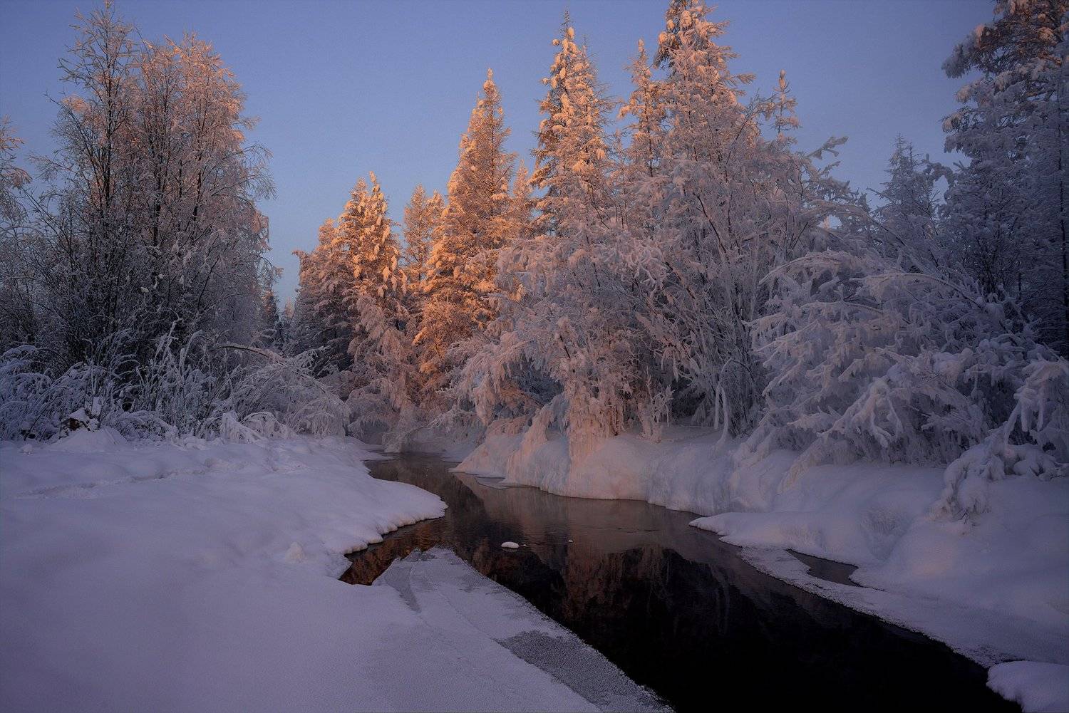 зима, холод, речка, снег, лед, якутия, ойиякон, полюс холода, природа, путешествия, Михаил Потапов