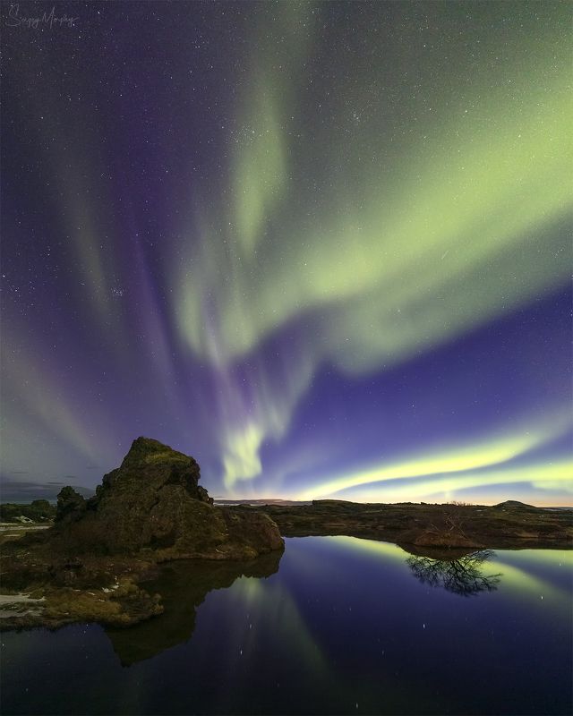 myvatn lake northern lights. Myvatn lake & northern lights. фото превью