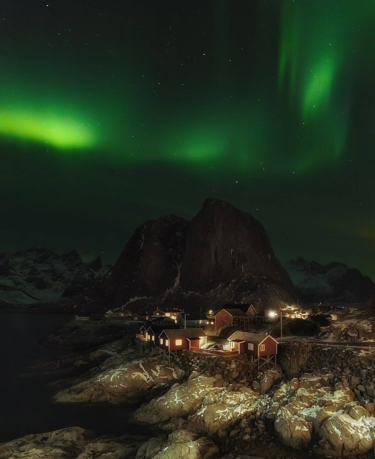 night, landscape, norway, auroaborealis,, Антон Шваин