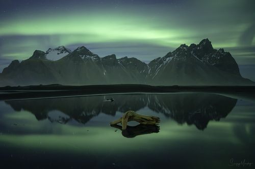 Green silence. Vestrahorn. Iceland.