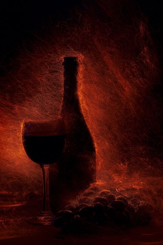 Light painting, long exposure, vine, grape Вино и виноград фото превью