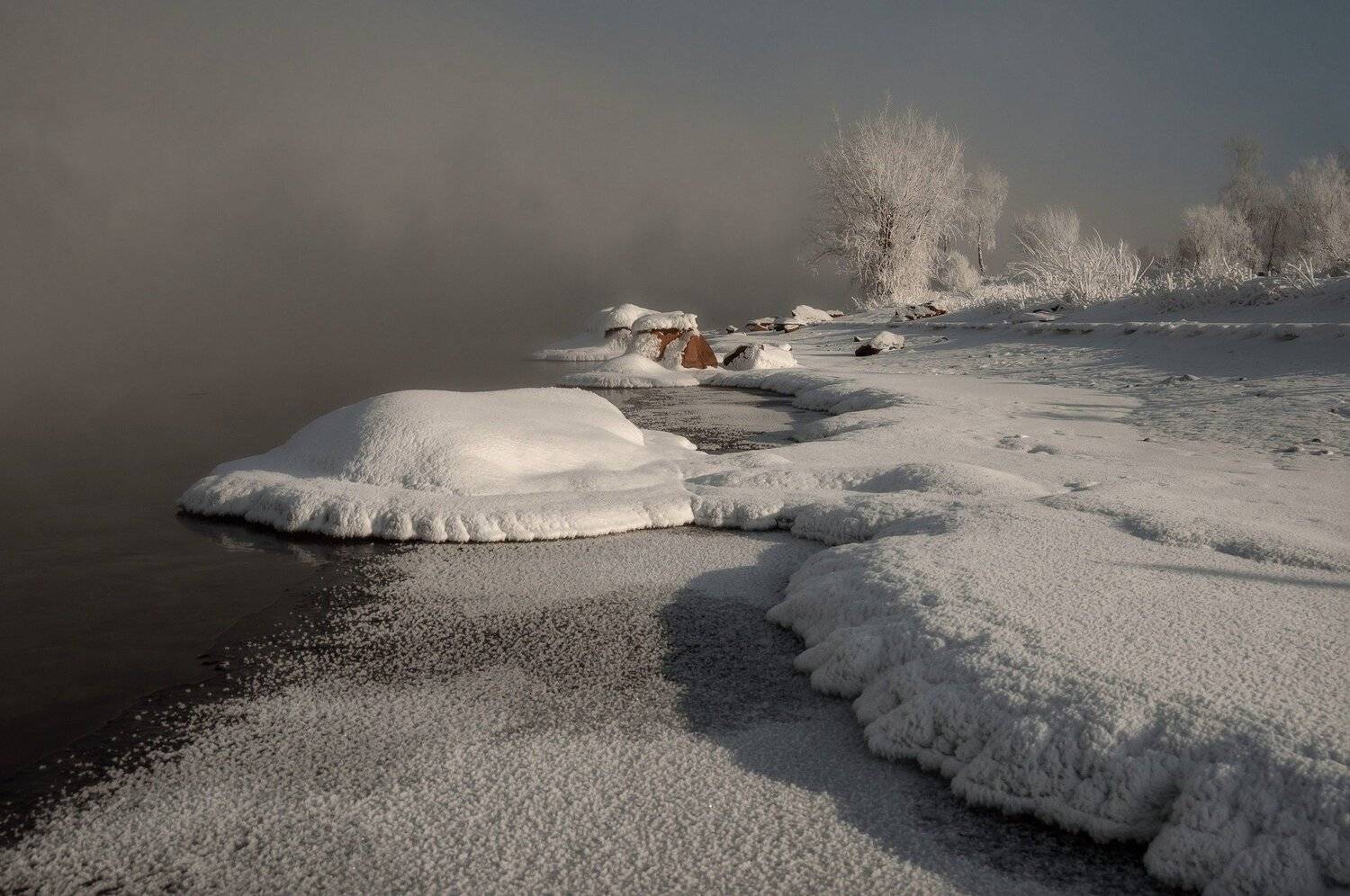 мороз. берег. изморозь.енисей., Марина Фомина