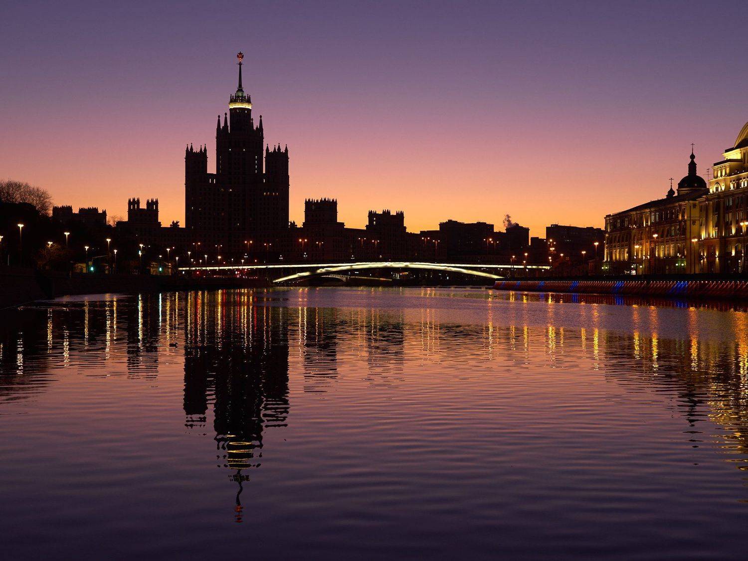 город, Москва, столица, рассвет, сталинская, высотка, небоскреб, река, утро, силуэт, Юрий Дегтярёв