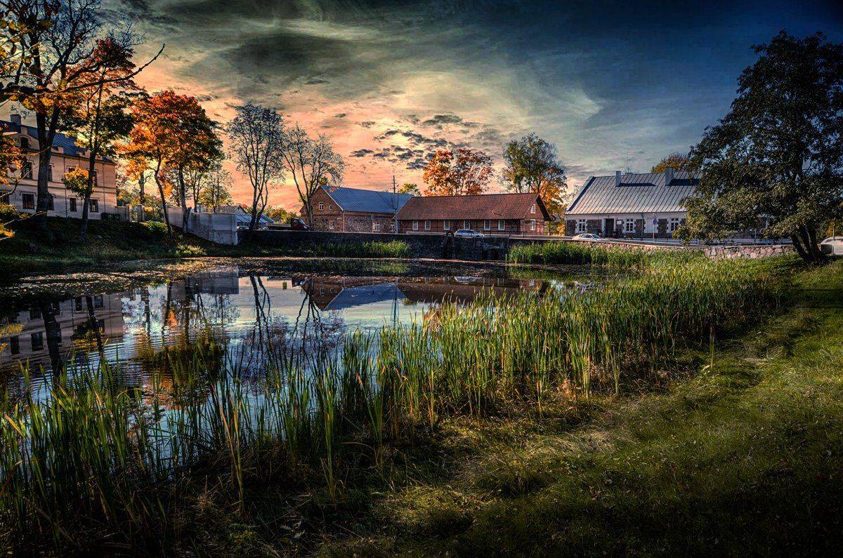 закат , отражения в воде, природа, Rimantas Petrikas