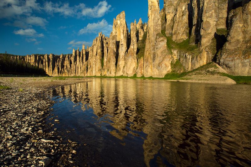 лето, горы, сплав, река, синяя, якутия, пейзаж, солнце, закат Золотые скалы р.Синяя фото превью