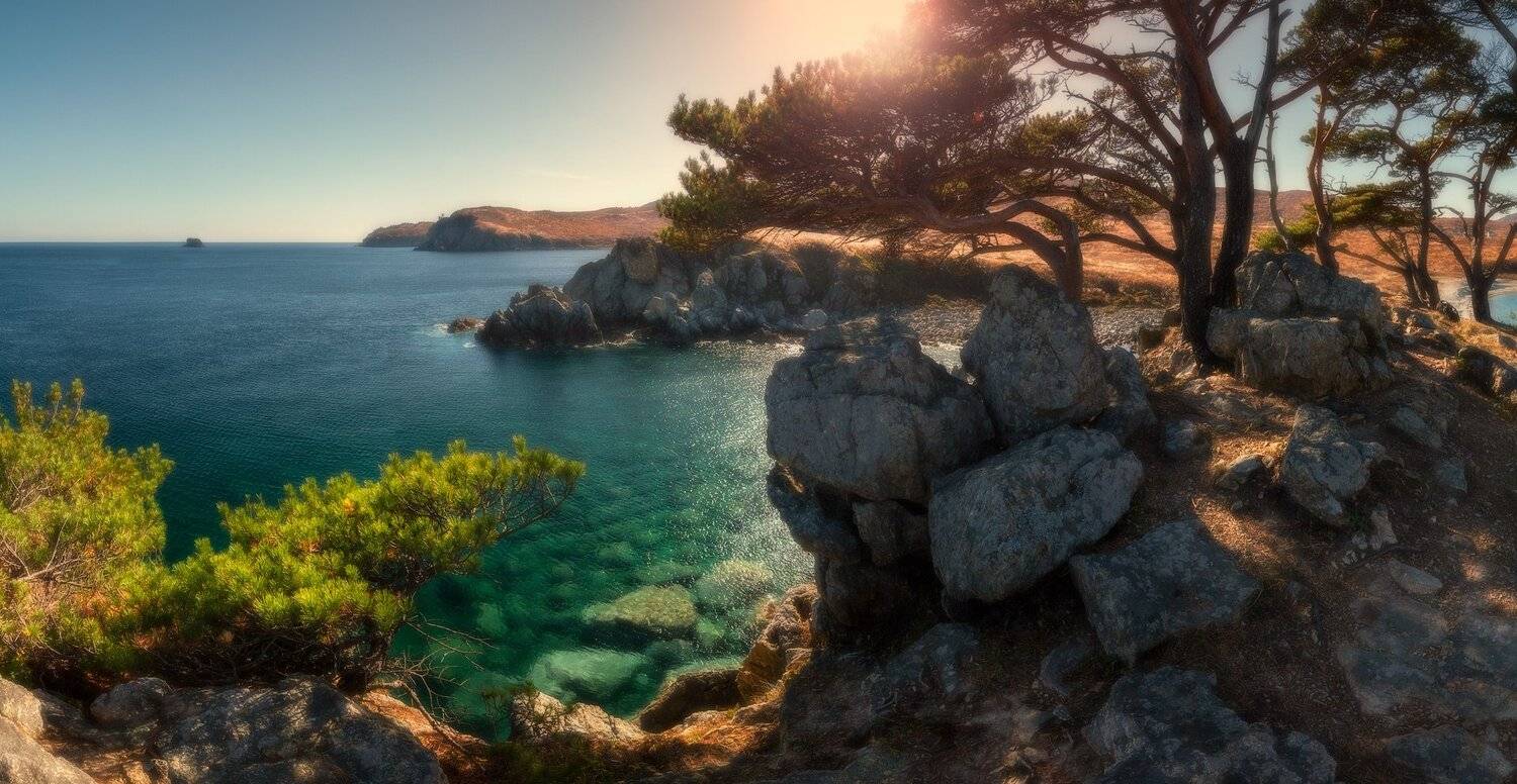 панорама, море, скалы, осень, Андрей Кровлин