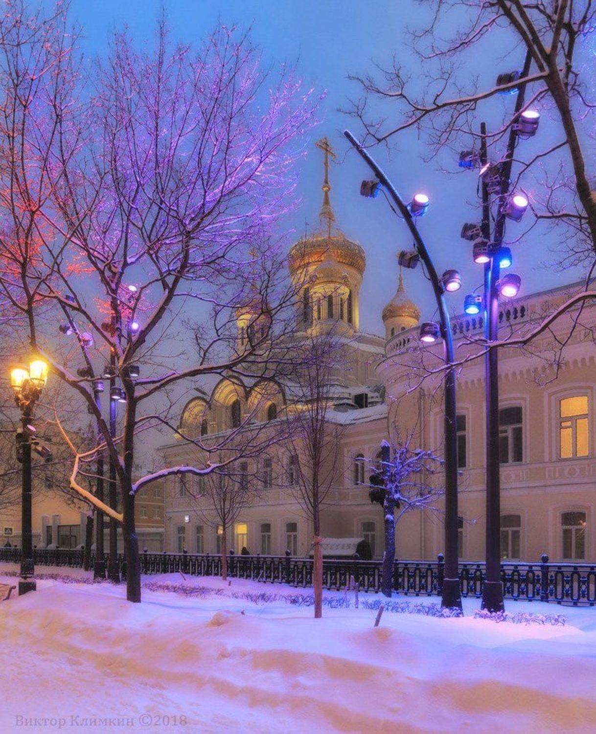 храм новомучеников и исповедников российских, москва, бульвар, вечер, зима, Виктор Климкин