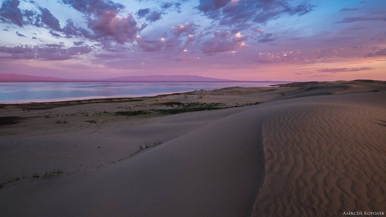 монголия, восход, озеро, пустыня, песок, пейзаж, природа, лето, mongolia, sunrise, lake, desert, sand, landscape, nature, summer, Алексей Королёв