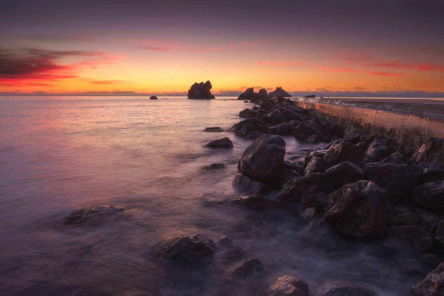 россия, крым, полуостров, пейзаж, природа, черное море, длинная выдержка, берег, камни, восход солнца, рассвет, Оборотов Алексей