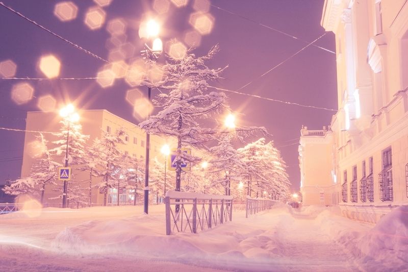 магадан, вечер, снег, зима, метель,север, холод, снегопад Вечерний Магадан фото превью