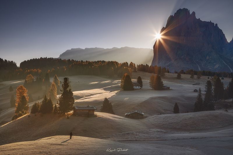 Shooting sunrise in Alpe di Siusi фото превью