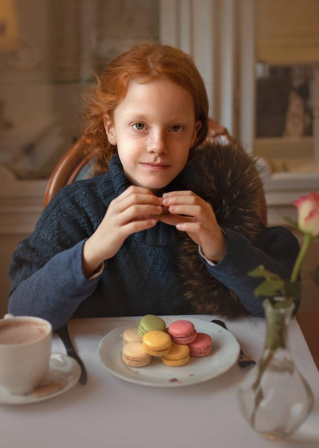 children, girl, redhead, cafe, potrait, Irina Welker