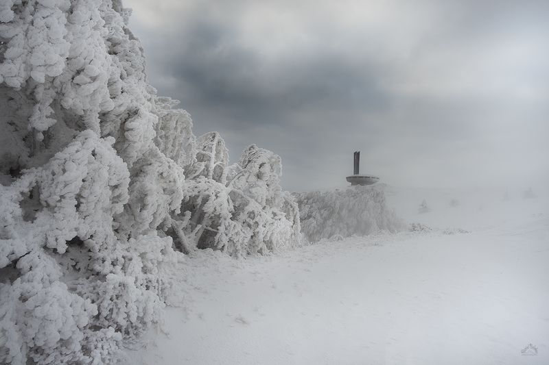 зима, Бузлуджа, тучи, снег, белое, красота, болгария,  Ледяной лес и UFO фото превью