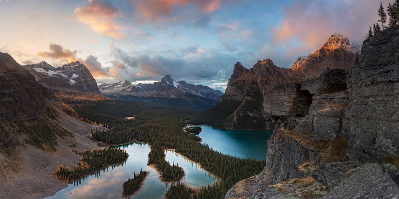 ohara, yoho, lake, sunset Закатное фото превью