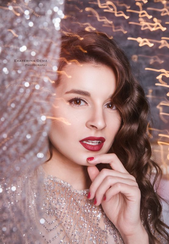 portrait, newyear, eyes, girl, woman, beauty, lights, holiday  New Year  фото превью